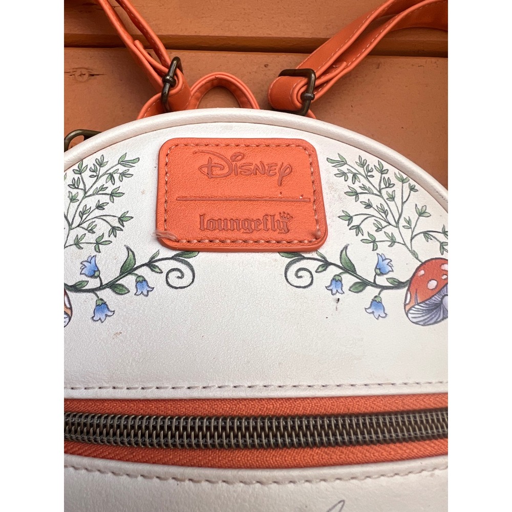 Disney Loungefly Tinker Bell Mushroom House Mini Backpack Cream Orange Fairy Bag - Picture 9 of 9